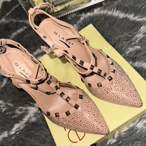 Nude Sparkly Pointy Heels